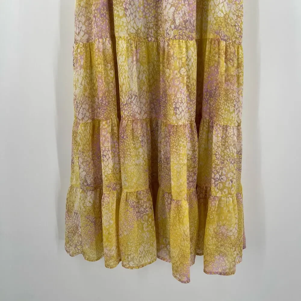 BB DAKOTA by Steve Madden Midi Dress Size Small Yellow Dream Girl Ruffles Light